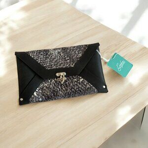 ERIKA LYNN Fish Leather Metallic Handbag Clutch NEW NWT